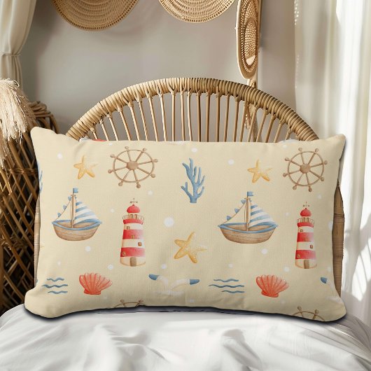 Coussin Rectangle Motif de phare Boho Nautical Boat