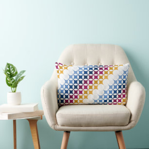 Coussin Rectangle Motif de point de croix coloré sans couture