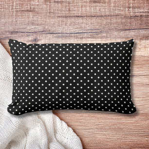Coussin Rectangle Motif de points de Polka Noir moderne