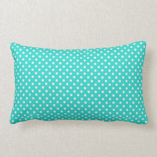 Coussin Rectangle Motif de pois bleu et blanc turquoise