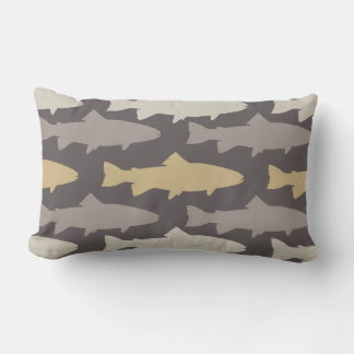 Coussin Rectangle Motif de poisson de truite jaune et gris