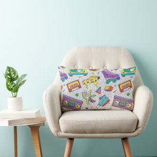 Coussin Rectangle Motif de soirée de skate rétro 90