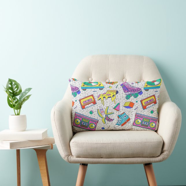 Coussin Rectangle Motif de soirée de skate rétro 90 (Chaise)