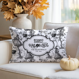 Coussin Rectangle Motif de sorcières noir blanc Toile Nom Année