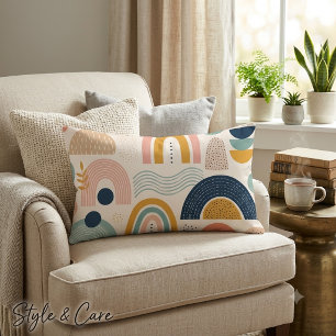 Coussin Rectangle Motif de surface abstrait en arc de prisme pastel