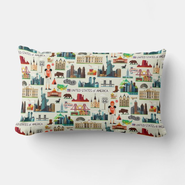 Coussin Rectangle Motif de symboles des Etats-Unis (Recto)