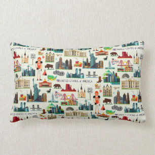 Coussin Rectangle Motif de symboles des Etats-Unis
