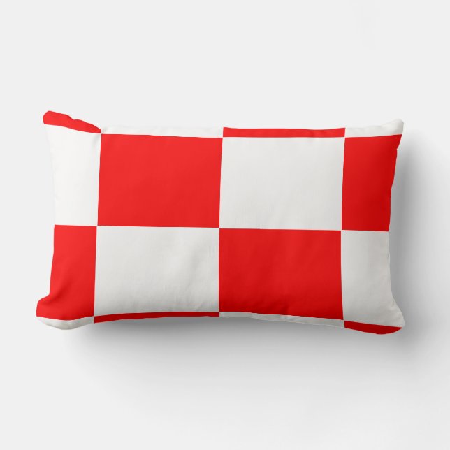 Coussin Rectangle motif de tableau à chèques rouge et blanc (Recto)