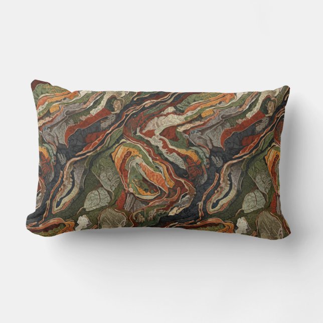 Coussin Rectangle Motif de tourbillon de tons de terre abstraits (Recto)