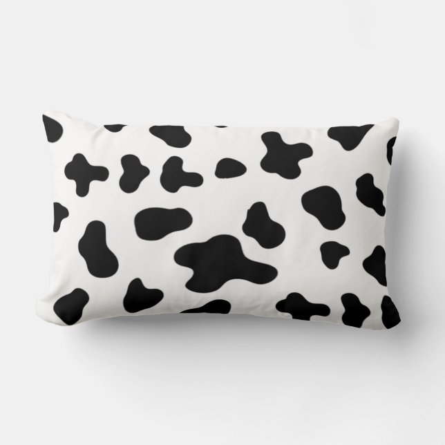 Coussin Rectangle Motif de vache noir et blanc (Recto)