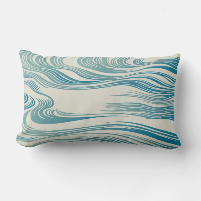 Coussin Rectangle Motif de vague traditionnel japonais (Recto)