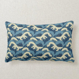 Coussin Rectangle Motif de vagues japonais de mer