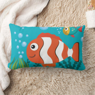 Coussin Rectangle Motif de vie marine avec poissons crabes algues