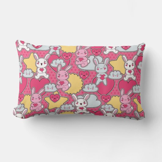Coussin Rectangle Motif d'enfant de Kawaii avec des griffonnages (Recto)
