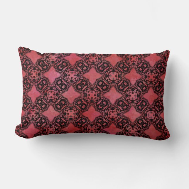Coussin Rectangle Motif des chaînes Diamants Noir & Rouge (Recto)