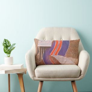 Coussin Rectangle Motif d'escalier en pochoir Art Déco Jazz vintage