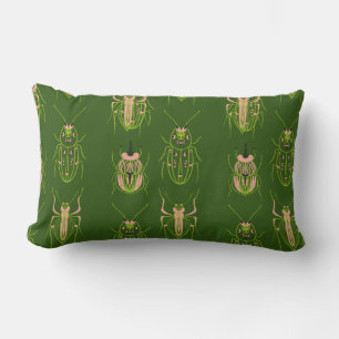Coussin Rectangle Motif dessiné à la main d'insecte coléoptère pour