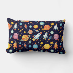 Coussin Rectangle Motif d'exploration spatiale coloré