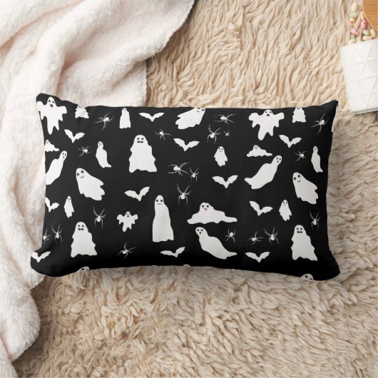 Coussin Rectangle Motif d'Halloween, chauves-souris et araignées (Couverture)