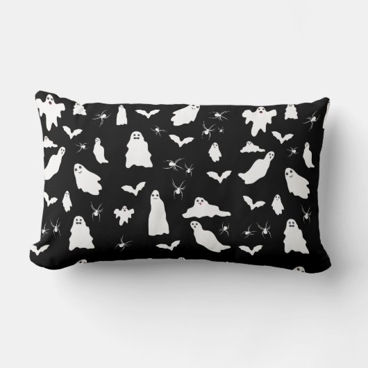 Coussin Rectangle Motif d'Halloween, chauves-souris et araignées (Recto)