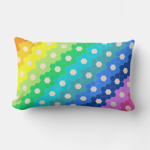 Coussin Rectangle Motif d'hexagone géométrique vibré arc-en-ciel