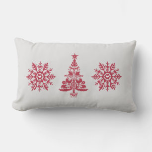 Coussin Rectangle Motif d'hiver scandinave Red Snowflake