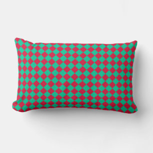 Coussin Rectangle Motif diamant à carreaux rouge et vert