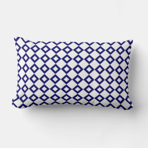Coussin Rectangle Motif diamant blanc et marine