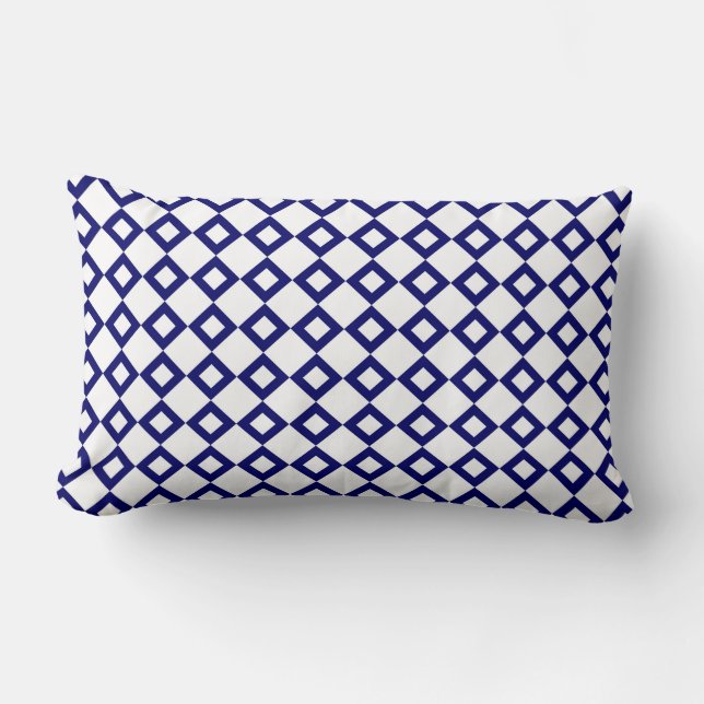 Coussin Rectangle Motif diamant blanc et marine (Recto)