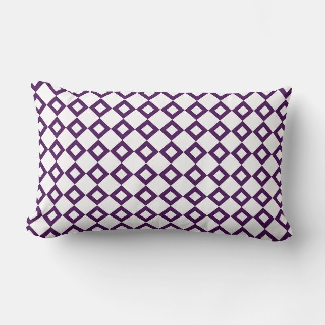 Coussin Rectangle Motif diamant blanc et violet (Recto)