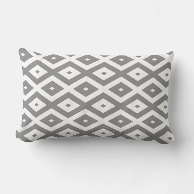 Coussin Rectangle Motif diamant gris et blanc (Recto)