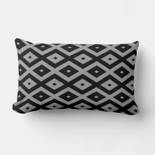 Coussin Rectangle Motif diamant gris et noir