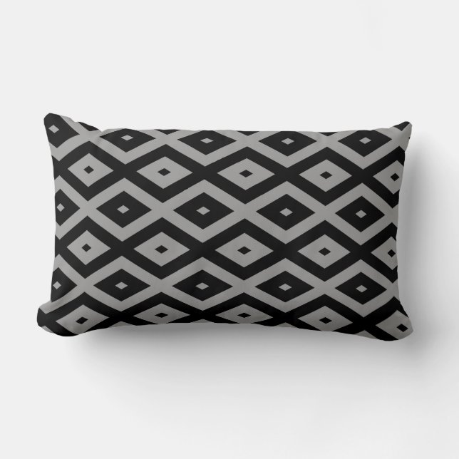 Coussin Rectangle Motif diamant gris et noir (Recto)