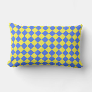 Coussin Rectangle Motif diamant jaune bleu Checker