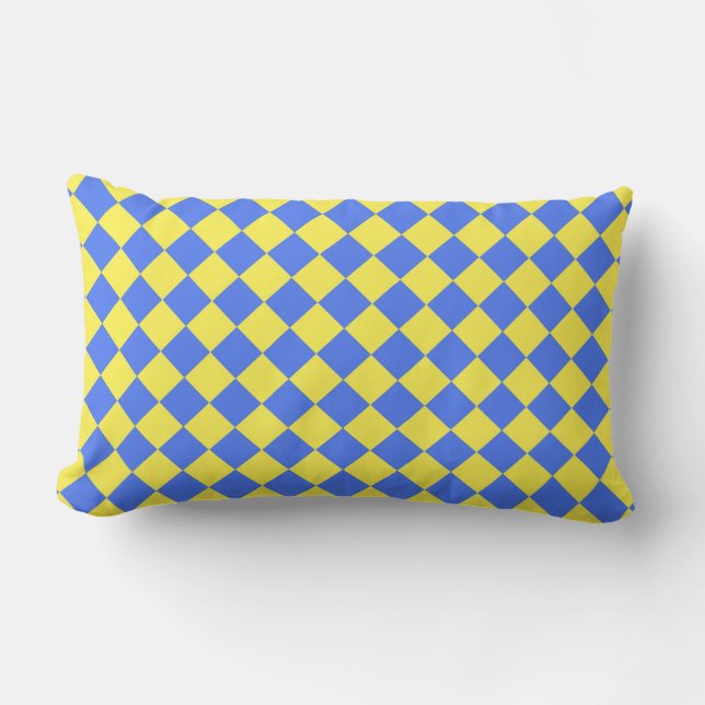 Coussin Rectangle Motif diamant jaune bleu Checker (Recto)