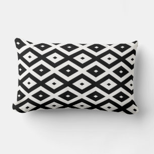 Coussin Rectangle Motif diamant noir et blanc