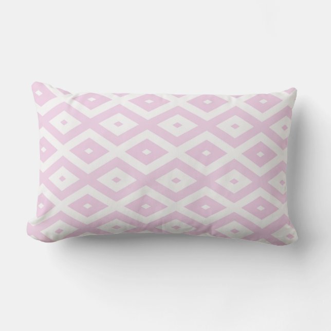 Coussin Rectangle Motif diamant rose pâle et blanc (Recto)
