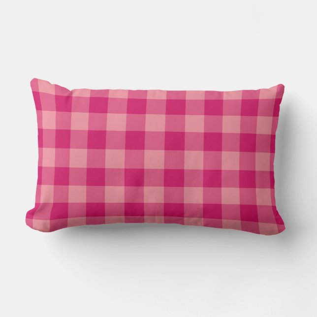 Coussin Rectangle Motif du vérificateur à plaid rose (Recto)