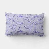 Coussin Rectangle Motif d'une ligne d'animal marin et voilier (Verso)