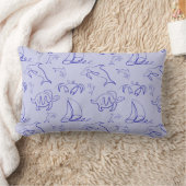 Coussin Rectangle Motif d'une ligne d'animal marin et voilier (Couverture)