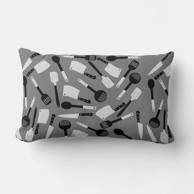 Coussin Rectangle Motif d'ustensiles de cuisine (Recto)