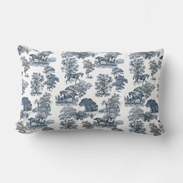 Coussin Rectangle Motif élégant élégant Rustic Toile Horses (Recto)