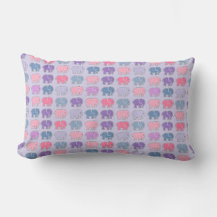Coussin Rectangle Motif Eléphant mignon violet de dessin