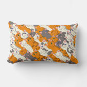 Coussin Rectangle Motif en diagonale du chat noir blanc gingembre (Recto)