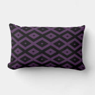 Coussin Rectangle Motif en diamant noir et violet foncé