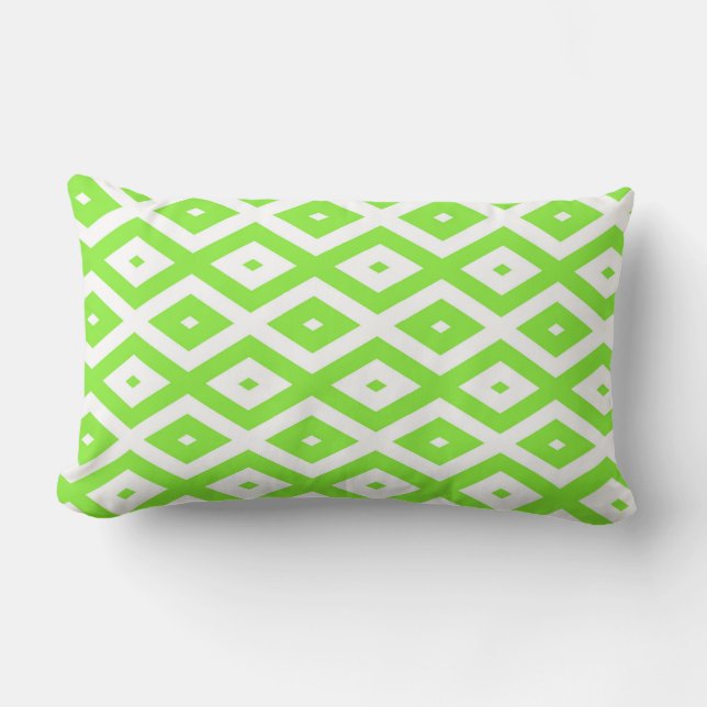 Coussin Rectangle Motif en diamant vert et blanc (Recto)