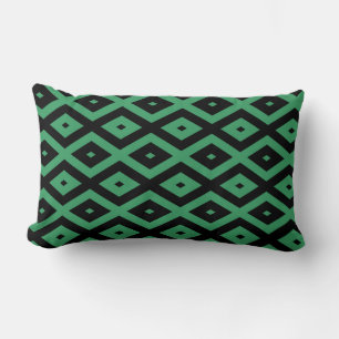 Coussin Rectangle Motif en diamant vert et noir