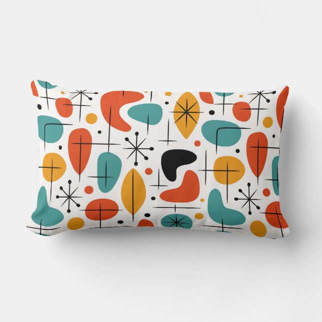 Coussin Rectangle Motif en étoile éclatée de style Mid Century Moder (Recto)