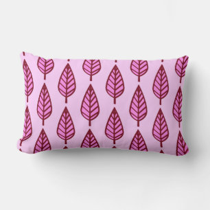 Coussin Rectangle Motif en feuille de hêtre - rose et bordeaux