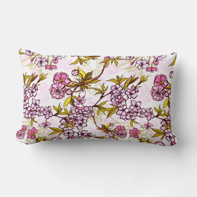 Coussin Rectangle Motif en fleurs de cerisiers  (Recto)